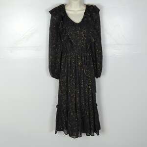 Moon River NWT Starry Print Ruffle Chiffon Midi Dress